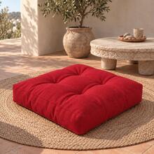 60x60x8 Cm Square Floor Cushion – Thick Upholstered Fabric Seat Pad For Floor, Home & Balcony - Red - View 6