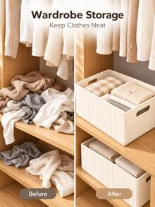 Foldable PP Storage Box, Multi-Functional Drawer Style, Cosmetics, Wardrobe, Socks, Underwear Storage, Space-Saving, Suitable For Bedroom, Cabinet, Kitchen, Bathroom, Dorm, Desktop, Vanity, Desk - Multicolor - View 10