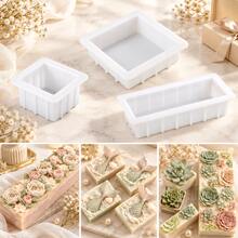 1pc 500ml/1.2L Square Rectangular Silicone Soap Mold With Silicone Liner, DIY Handmade Soap Making Tool, Suitable For Cold Process Soap, Rose Mermaid Tail Shape, Succulent Plant Fondant Mold - White - View 2