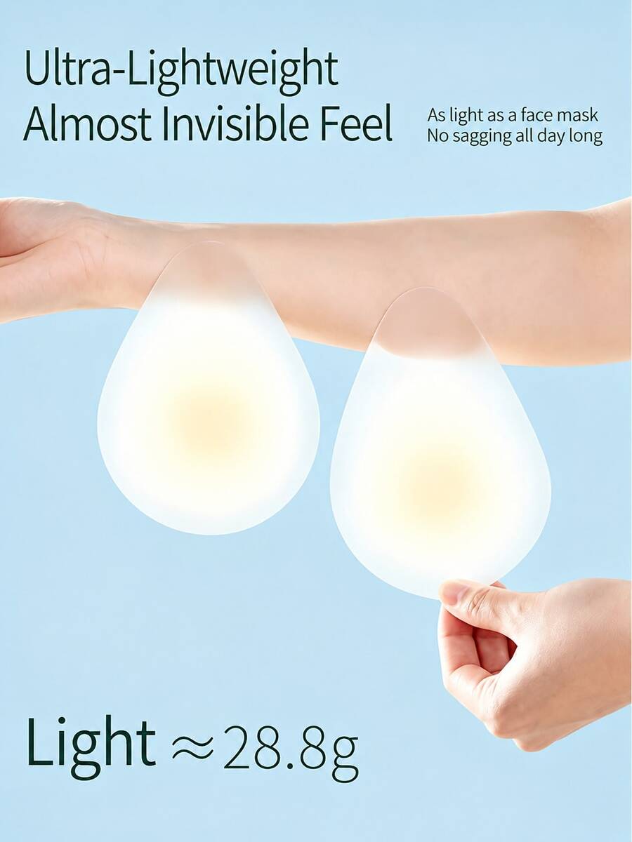 2pcs/Pack Women's Silicone Breast Pads, Invisible Adhesive Pads, Teardrop-Shaped Nipple Covers, Suitable For Small Breast Lift In Dresses, Not Suitable For Large Breasts, Comfortable And Washable, Suitable For Weddings, Parties And Daily Wear (Adhesion Is Not Strong, Too Sticky Would Be Uncomfortable, So This Product Has Low Adhesion) - Multicolor - View 1