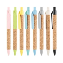 Wheat Straw Neutral Pen Paper Tube Soft Cork Ballpoint Pen Office Gift Black Ink, Multi-Color Barrel - Smooth Writing, Comfortable Grip, Suitable For Office, School And Home - Multicolor - View 2