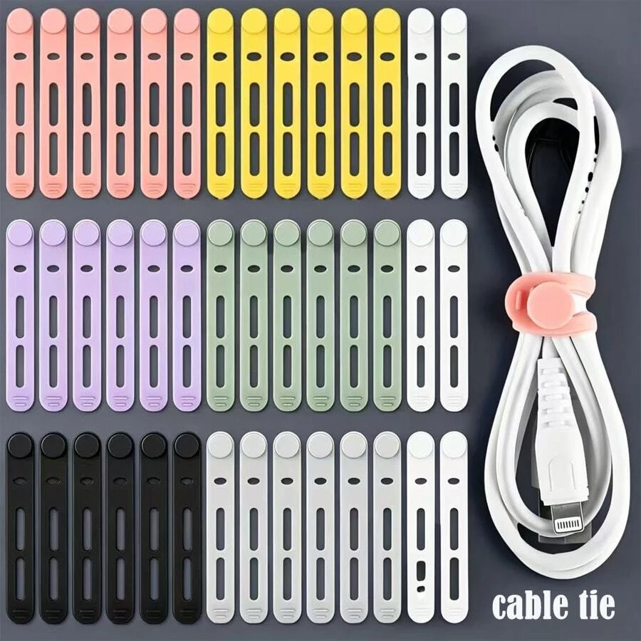 Dây buộc cáp silicone đa năng với thiết kế tự khóa giúp cố định chắc chắn, phù hợp để sắp xếp nhiều loại cáp như cáp dữ liệu, cáp nguồn, cáp tai nghe, cáp sạc, cáp ô tô và bó cáp điện