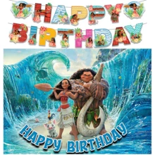 Bộ trang trí tiệc sinh nhật chủ đề phiêu lưu đại dương, băng rôn Happy Birthday, dây xoắn treo, dây ruy băng trần nhà hình nhân vật hoạt hình, phụ kiện trang trí tường phông nền tiệc sinh nhật - Xem 7