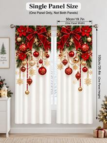 2pcs Xmas Scene Printed Curtains, Warm Red Spandex Window Panels With Santa, Golden Retriever, Gift Boxes And Holiday Tree, Soft Light-Filtering Rod Pocket Drapes For Cozy Family Room Winter Party Decor - A - View 12