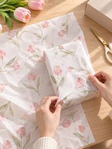 5/20/30/50 Sheets Tulip Pattern Spring Tissue Paper, Floral Gift Wrapping Paper And Bag Filler, Suitable For Wedding Birthday Party DIY Handmade Gift Decoration - Multicolor - View 4