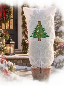 1 buah - Penutup Pelindung Embun Beku Tanaman Natal, Tas Jaket Musim Dingin Tanaman Non-Woven yang Dapat Digunakan Kembali dengan Tali Serut, Motif Rusa, Pohon, Manusia Salju, Santa, Tas Pelindung Tanaman untuk Pot Taman Luar Ruangan, Tersedia 4 Gaya - Penutup antibeku tanaman - View 7