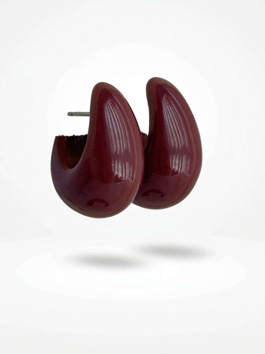 NobleVue Vintage Silver Needle Dark Wine Red Drop Earrings Female - Burgundy - View 1