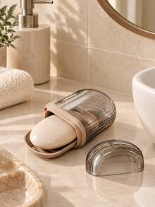 2pcs/1pc Portable Storage Box With Lid - Leak-Proof Travel Soap Holder, Compact Oval Design With Drainage Holes, Transparent Lid For Easy Identification, Lightweight And Hygienic, Suitable For Camping, Gym, Bathroom, Kitchen And More - Multicolor - View 3