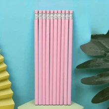 10pcs HB Graphite Pencil Pack With Eraser - For School, Art, Office, Drawing, Sketching, Learning - Pink Wood Pencils, Back To School - Multicolor - View 5