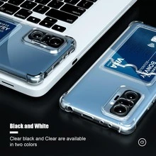 1pc Transparent Card Holder Phone Case, Compatible With Redmi Integrated Card Slot Protective Shell, High Definition Transparent Card Slot Phone Case, Rear Card Pocket Case, TPU Transparent Anti-Drop Card Holder Case, Transparent Wallet Phone Case, Soft TPU Frame, Shock Absorption And Cushioning, Reduces Corner Bumps And Damage, Easy To Install And Remove Without Damaging The Phone. Rear Card Pocket Case - Clear - View 3