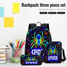 Colorful Spider 2D Print 3 Pieces Backpack Set, Large Capacity Backpack, Crossbody Bag, Pencil Case, Adjustable Wide Breathable Shoulder Straps, Side Mesh Pocket Water Bottle Holder, Personalized Daily Commute Travel Casual Storage Bag - Printed Bag - View 5