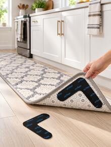 8pcs L-Shaped Carpet Anti-Slip Pads, Washable & Reusable Rug Grippers, High-Adhesion Non-Marking Silicone Material, L-Shaped Corner Design Fits Carpet Corners, Breathable Perforated Craft, Firm Adhesion Resistant To Curling & Shifting, No Residue When Removed, For Tile, Wood, Marble Floors, Suitable For Living Room Carpet, Entryway Mat, Bedroom Rug, Door Mat, Prevents Carpet Sliding & Curling - Multicolor - View 4