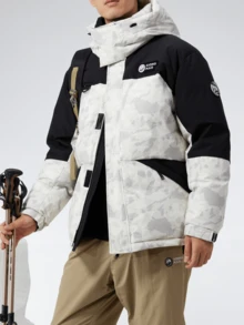 CAMEL CROWN Men's Short Down Jacket – Warm Hooded Winter Padded Coat, Lightweight Windproof Insulated Jacket For Cold Weather Outdoor Casual Wear - Oak Grey Phantom Black - View 4
