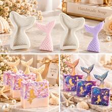 1pc 500ml/1.2L Square Rectangular Silicone Soap Mold With Silicone Liner, DIY Handmade Soap Making Tool, Suitable For Cold Process Soap, Rose Mermaid Tail Shape, Succulent Plant Fondant Mold - White - View 5