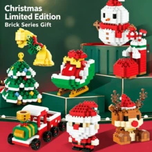 1pc Christmas Limited Building Blocks Set, Mini DIY Assembly Bricks, Xmas Themed Decorative Building Kit, Ideal Holiday Collectible Gift For Party Favors & Desktop Ornament - Multicolor - View 2