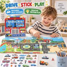 Vehicle Sticker Book With 35 Reusable Washable Jelly Stickers, Transportation Theme For Kids Ages 3+, Suitable For Glass And Windows - Multicolor - View 3