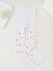 2Pcs Girls Cute Cat Bow Pattern Pantyhose, Elastic Comfortable Kids Full-Length Stockings For Toddler Daily Wear - Multicolor - View 6