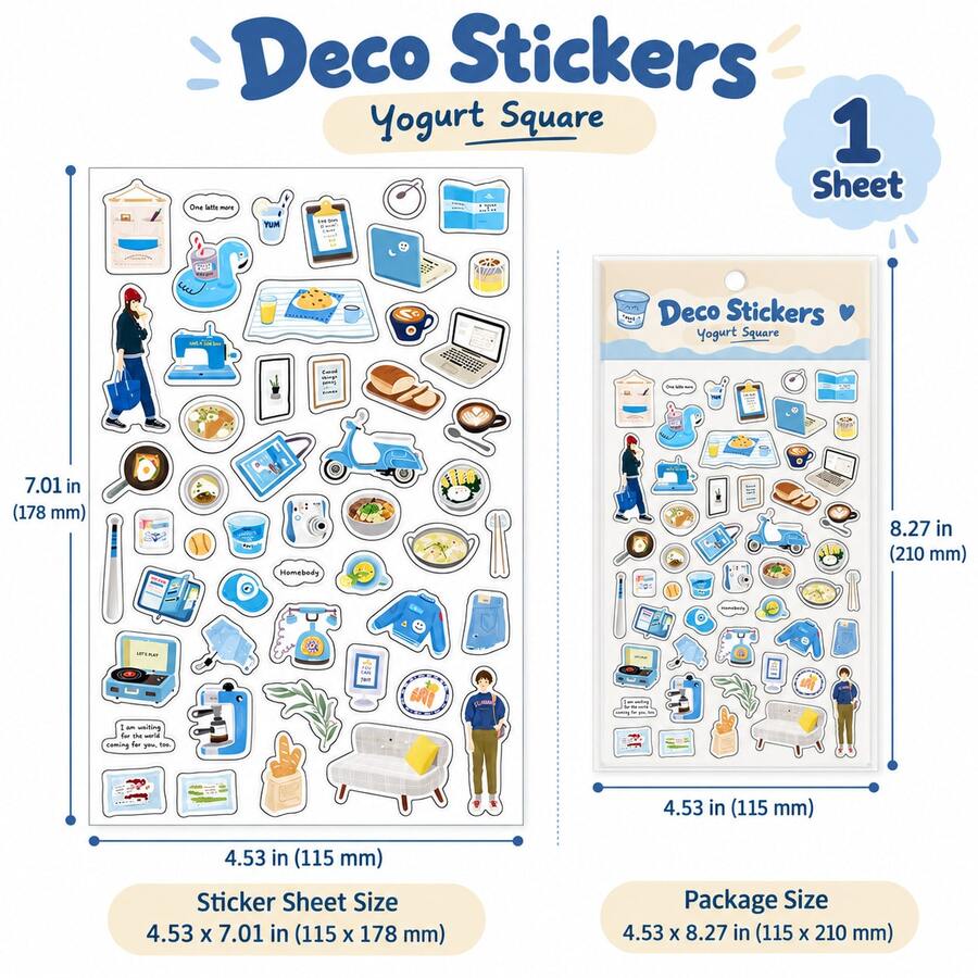 Sunny Life Series Self-Adhesive Flat Sheet Stickers INS Style Cartoon Daily Life Small Items Planner Stickers DIY Decorative Stickers - Multicolor - View 1