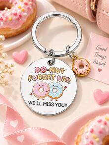 Cute Donut "Do-Nut Forget Us" Stainless Steel Keychain, Bag Charm For Backpack Purse, Going Away Farewell Gift For Colleague Friends, Christmas Gift - Multicolor - View 5