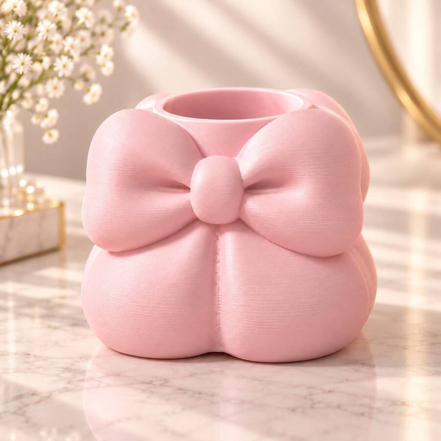 Bowknot Pen Holder Makeup Brush Desktop Decor Multi-Functional Storage Ornament - Multicolor - View 1