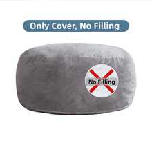 Funda de sofá tipo puf gigante de 1,5 metros, con tejido polar ártico suave y agradable al tacto, ideal para sofás redondos y camas, para usar en salones, dormitorios y residencias estudiantiles, y lavable a máquina. - Gris - Ver 1