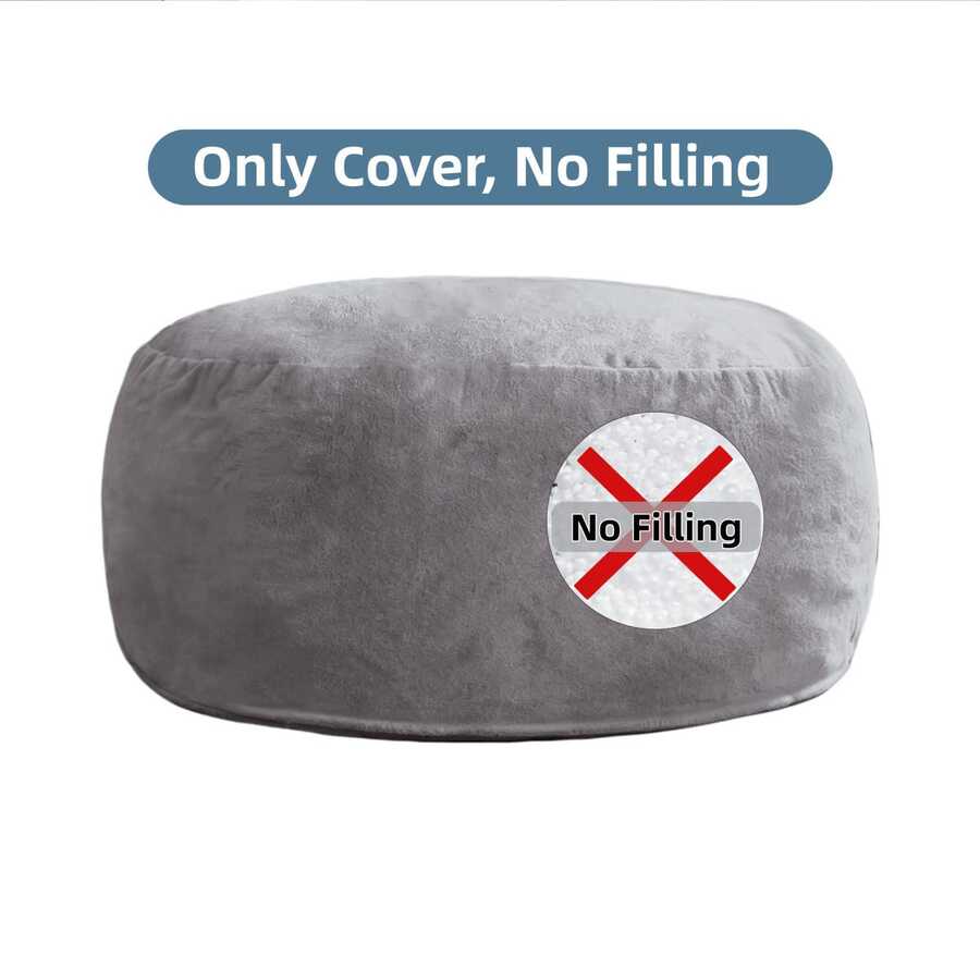 Funda de sofá tipo puf gigante de 1,5 metros, con tejido polar ártico suave y agradable al tacto, ideal para sofás redondos y camas, para usar en salones, dormitorios y residencias estudiantiles, y lavable a máquina. - Gris - Ver 1