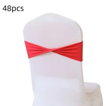 48pcs Cross Elastic Spandex Chair Back Waistbands, Elastic Chair Back Decorative Ribbons, Bowknot Decorative Bags, Reusable Chair Cover Satin Ribbons, Chair Band Decorations For Wedding, Banquet, Birthday Party, Graduation Ceremony, Hotel Event - White - View 17