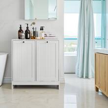 Modern Laundry Cabinet / Practical Laundry Cabinet / With Two Removable Laundry Baskets / Made Of High-Quality MDF / Easy Assembly / Suitable For Laundry Room, Bathroom, And Living Room - White - View 3