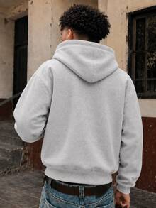 FRACTYR Men's Curved Color Block & Curved Line Pattern Patchwork Sweatshirt, Retro Sporty Loose Casual Pullover - Dark Grey - View 4