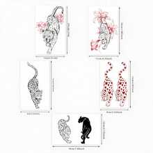5pcs Leopard Panther Floral Temporary Tattoo Stickers Set, Waterproof Long Lasting Fake Tattoos, Black Red Body Art Decals For Arm Back Thigh, Party Festival Decorations, Easy To Apply & Remove - Multicolor - View 7
