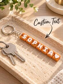 [Custom] 1pc Personalized Custom Name Stress-Relief Push Keycap Keychain, Customizable With English Names And Text - Multicolor - View 5