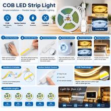 COB LED Tape Light, USB Button Control, Flexible Cuttable, Warm White Cool White, 1-5M Home LED Strip - 501 COB - View 3