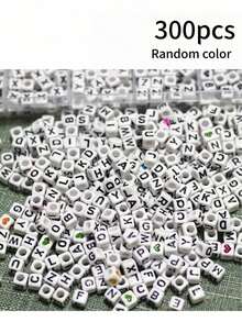 6x6mm Acrylic Letter Beads White Base Black Letter For Jewelry Handmade DIY Bracelet Necklace Keychain - Black and White - View 8