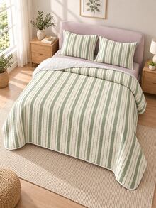 3pcs Quilted Bedspread Set With Mouse Tail Pattern (Bedspread*1, Pillowcase*2, Pillow Core Not Included) Breathable And Comfortable, Suitable For All Seasons, Holiday Gift, Applicable To Hotels, Inns, Bedrooms, Super Soft Breathable And Moisture-Absorbing Bedding - Multicolor - View 6