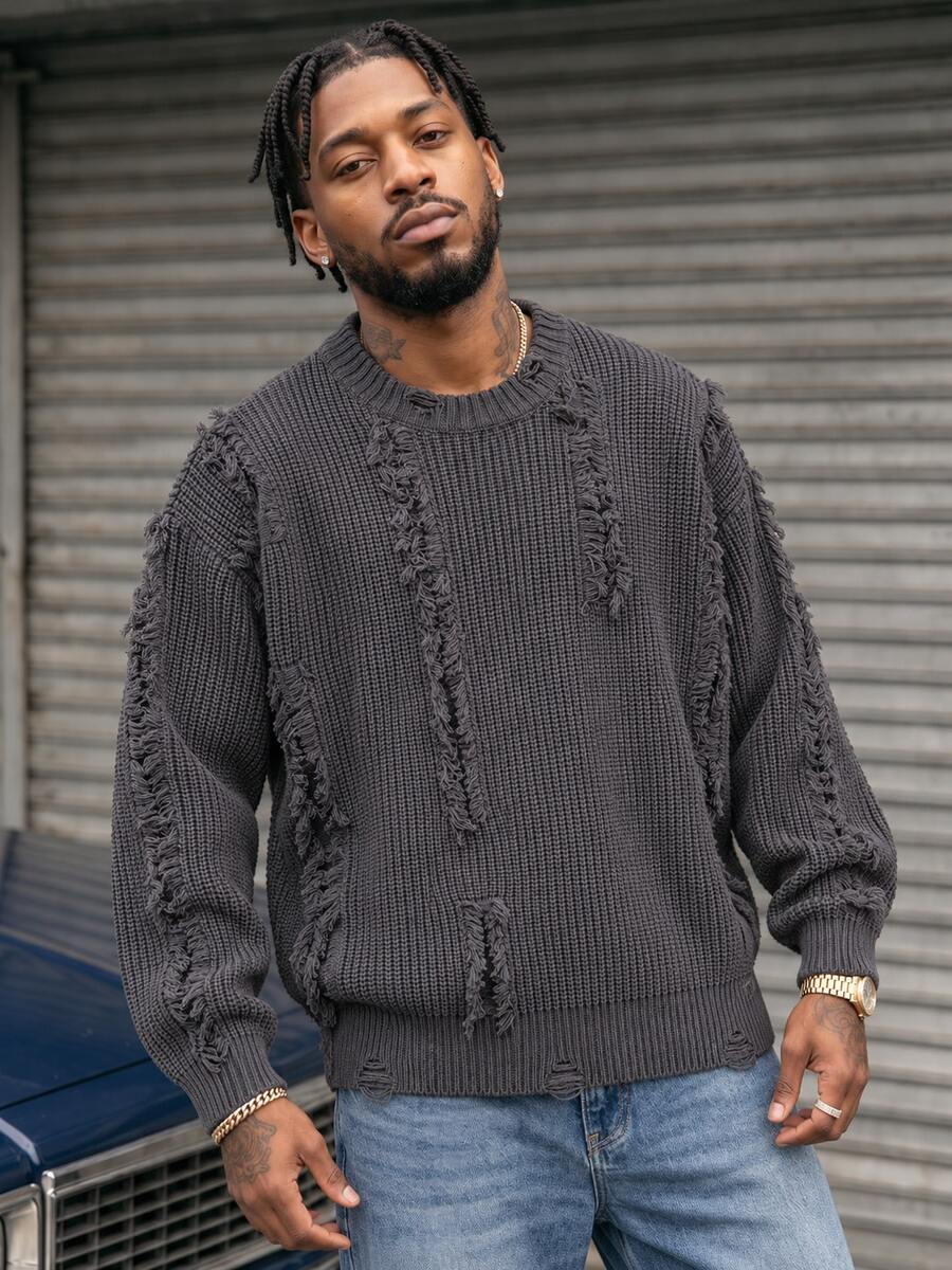 BLACKTOEXIT Men's Autumn/Winter Streetwear Crew Neck Sweater, Full Body ...