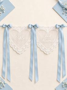 Personalized Just Married Signs For Chairs - Bride & Groom Wedding Reception Decor, Heart Lace Chair Sign, Sweetheart Table Sign Decor - Multi-color Heart Lace Seat Tag - View 7