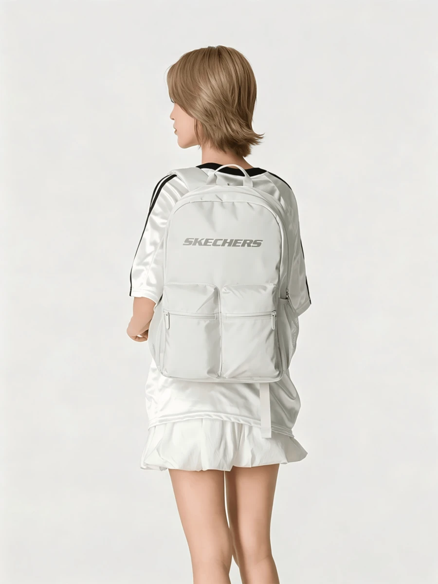 Skechers Unisex Lightweight Outdoor Backpack, 2026 Autumn New Student Commuter Laptop Backpack, Large Capacity L325U089-00MV - White - View 1