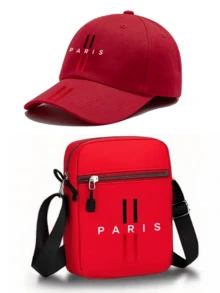 1pc/2pcs "Paris"Letter Pattern Print Unisex Street Fashion Outdoor Sports Baseball Cap And Crossbody Bag, Adjustable, Gift For Yourself Or Friends - Multicolor - View 8