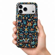 拼色小怪獸手機殼，時尚薄膜＋透明二合一亮面加厚保護殼，適用於 iPhone 12 13 14 15 16 17 18-FL-2LH - 黑色 - 查看 4