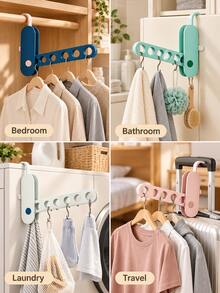 Modern Minimalist Folding Clothes Rack, 8-Hole Design, Space-Saving Multi-Hook Hanging Rack, Portable Folding Clothes Storage Rack, Suitable For Bedroom, Bathroom, Closet, All-Season Travel Use - Multicolor - View 11