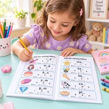 Children's English Letter Completion Practice Book, Picture-Based Missing Word Completion, Phonics Practice Workbook, Back To School Student English Spelling Enlightenment Homework Book, Early Education Educational Training Notebook - Multicolor - View 4