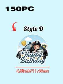 Personalized Face Photo Cake Topper, Custom Happy Birthday Cake Topper With Your Photo, Fun Birthday Cake & Cupcake Decorations, Police Car Theme Party Supplies, Custom Photo Cake Decor For Kids Boys Birthday Parties - Multicolor - View 11