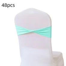 48pcs Cross Elastic Spandex Chair Back Waistbands, Elastic Chair Back Decorative Ribbons, Bowknot Decorative Bags, Reusable Chair Cover Satin Ribbons, Chair Band Decorations For Wedding, Banquet, Birthday Party, Graduation Ceremony, Hotel Event - White - View 82