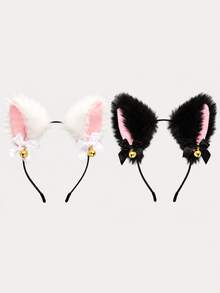 2/1pc Women's Sexy Cat Ear Headband With Bell, Cute Rabbit Ear Headband For Cosplay, Perfect For Photos, Hair Accessory - Multicolor - View 14