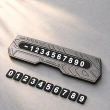 Mecha-Style Zinc Alloy Parking Phone Number Plate With Customizable Digits, Silver-Gray Car Dashboard Accessory For Temporary Parking - A - View 5