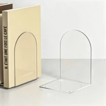 2/4/8pcs 3mm Thick 10*10*10cm L-Shaped Clear Acrylic Bookends, Heavy Duty Stable With 4 Non-Slip Pads, Minimalist Style Desktop Storage Book Holder, Suitable For Home Office Library - Clear - View 4
