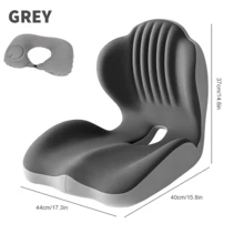 Ergonomic Memory Foam Seat Cushion | Lumbar And Back Support, Suitable For Office, Chair, Car Seat,  Perfect Gift For Parents And Friends, Lightweight, Portable(With Inflatable Neck Pillow) - Grey - View 5