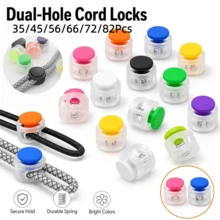 35/45/56/66/72/82Pcs Plastic Spring Buckle, Round Hole Cylinder Drawstring Stopper, Colorful Plastic Nylon Spring Buckle, No-Tie Shoelace Buckle Fastener, Shoelace Fixing Adjustment Buckle, Random Color - Multicolor - View 2