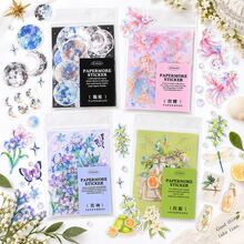 Xiangjianhuan Series PET Sticker Pack, INS Style Fresh Plants, Flowers, Koi Fish, Planets, Planner Scrapbook Stickers, DIY Decorative Stickers - Multicolor - View 10