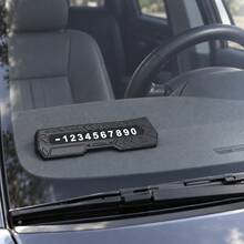 Car Parking Phone Number Plate With Customizable Digits, Mecha-Style Zinc Alloy Dashboard Accessory, Matte Black Temporary Parking Number Display - A - View 2